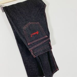Guess 31 Womens Y2K‎ Vintage Black Jeans Red Stitch